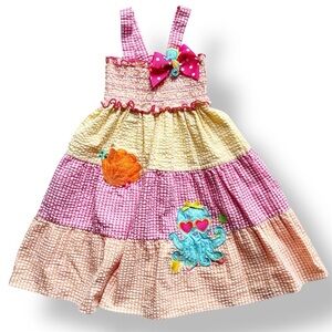 Good Lad Girl’s Seersucker Sundress 6 sleeveless dress beach‎ ocean gingham pink